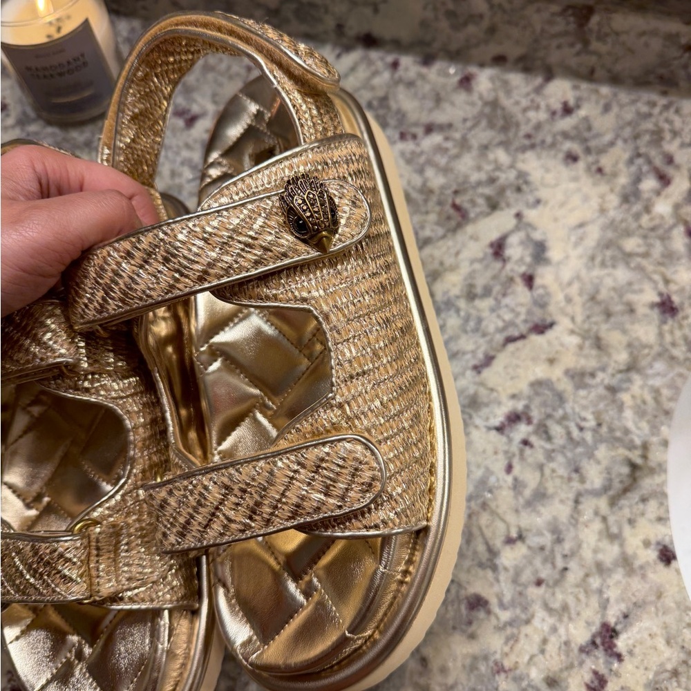 Kurt Geiger Metallic Gold Quilted Slide Sandals 38.5 - Picture 4 of 10